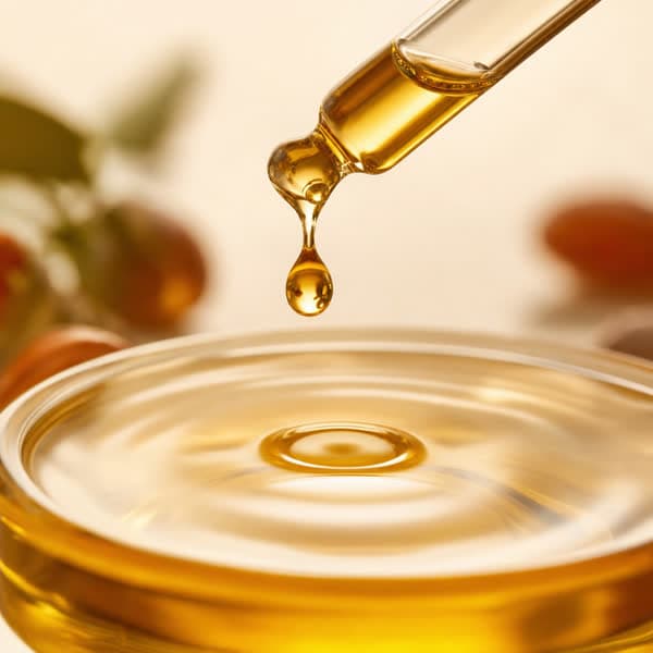 Golden jojoba seeds and oil